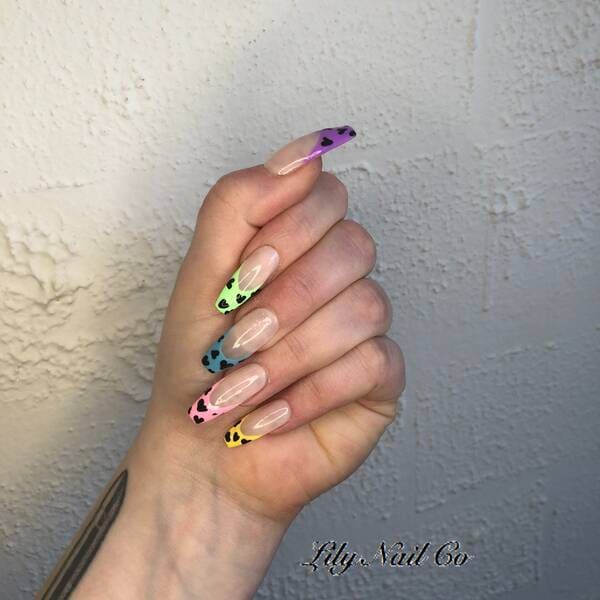 Rainbow love press on nails