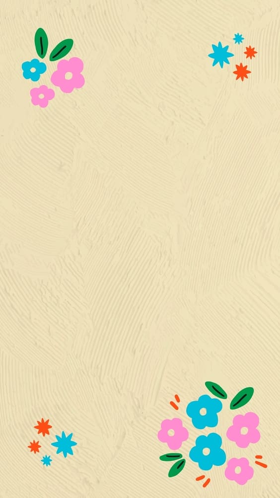 Bright pastel flowers on beige background wallpaper.