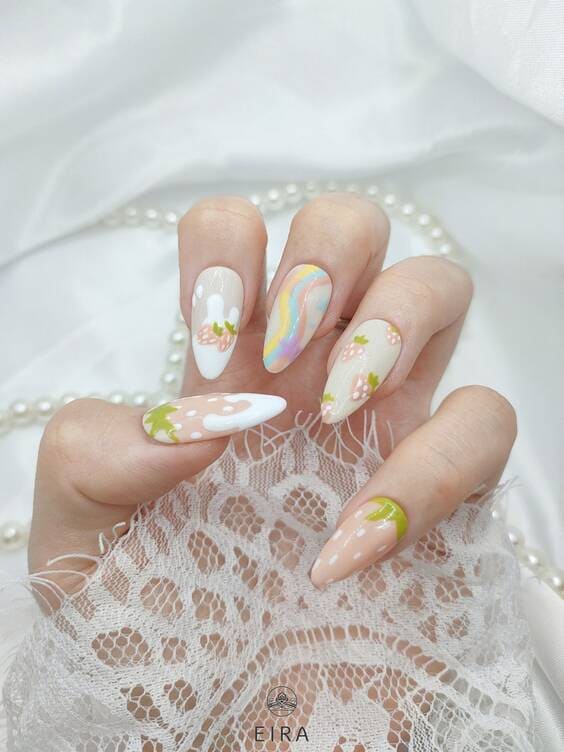 Kawaii spring nails set
