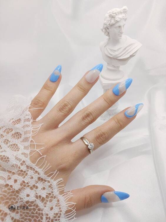 Blue Abstract wave press nails