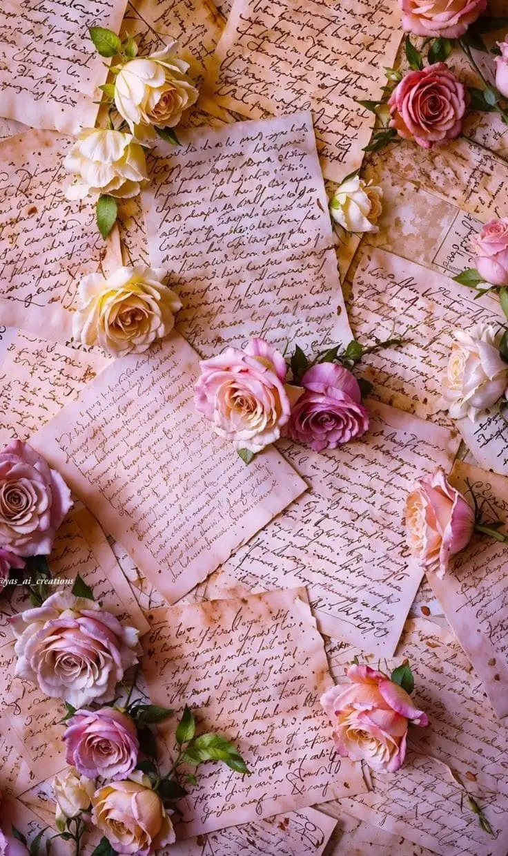 Vintage letters with soft pink and cream roses