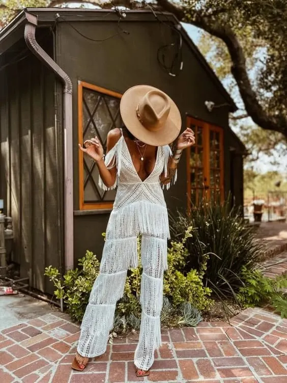 lace bohemian-inspired one-piece jumpsuit