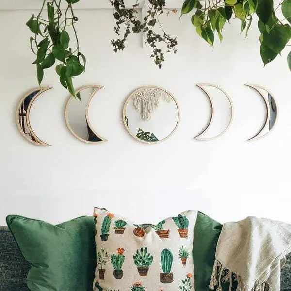 bohemian moon phase asymmetrical mirrors