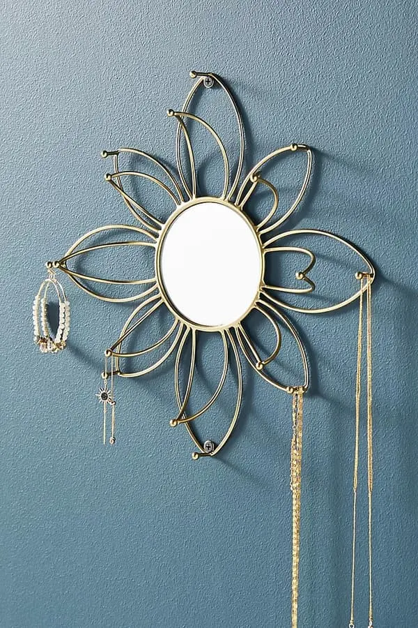 Boho Mirrored Flower Jewelry Organizer