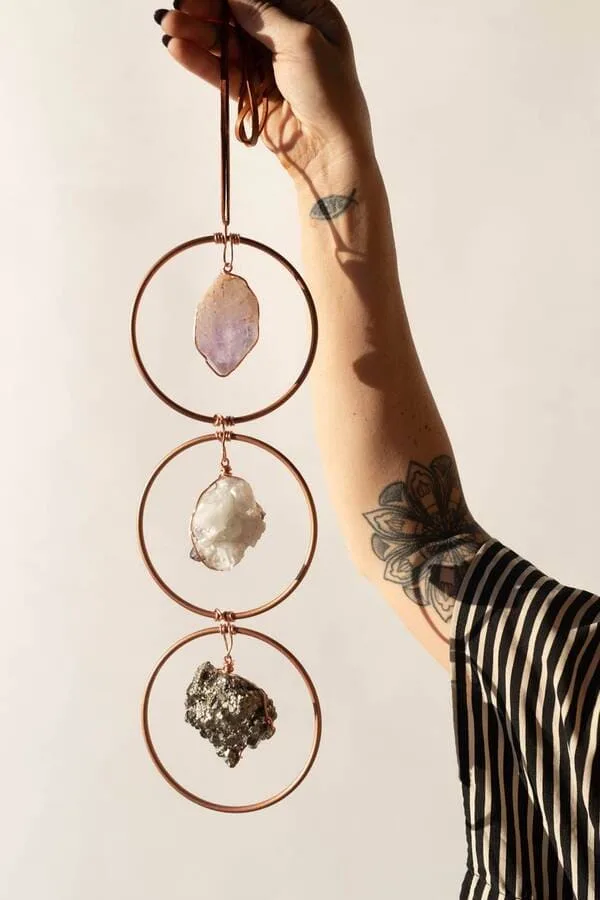 Raw Gemstone Home Decor Boho Suncatcher