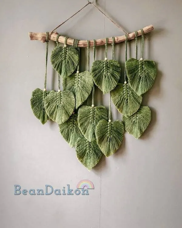 boho leaves wall wooden hanger