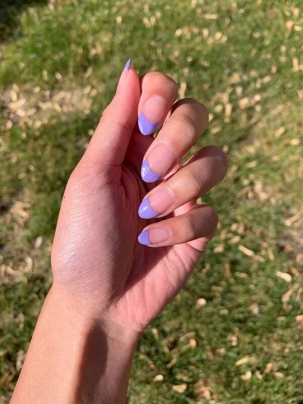 Purple french tips press on nails