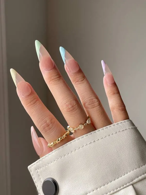 Rainbow pastel french press on nails