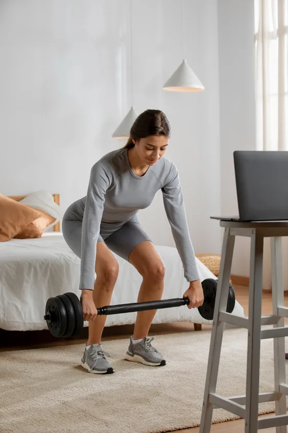 female fitness instructor lifting weights