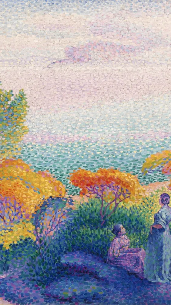 handpainted flower abstract in field wallpaper