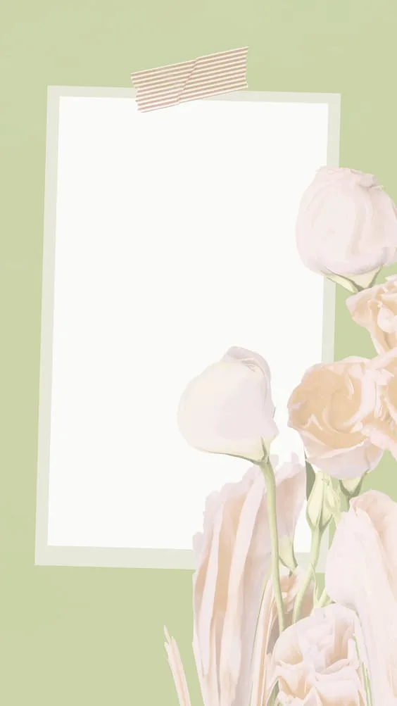 White notepad with soft green background flower wallpaper.