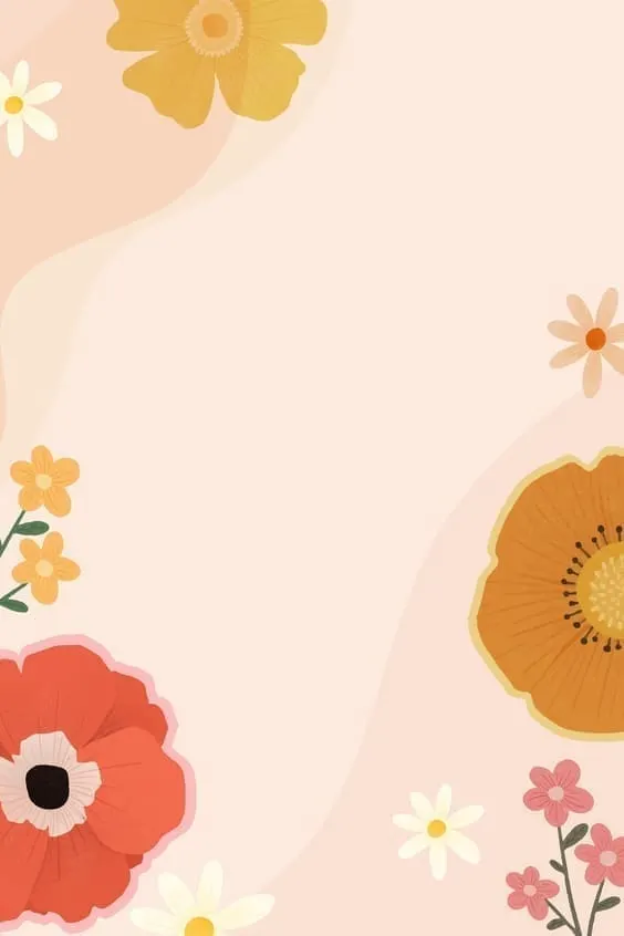 Fun red, orange, and pink brightly painted flowers wallpaper.