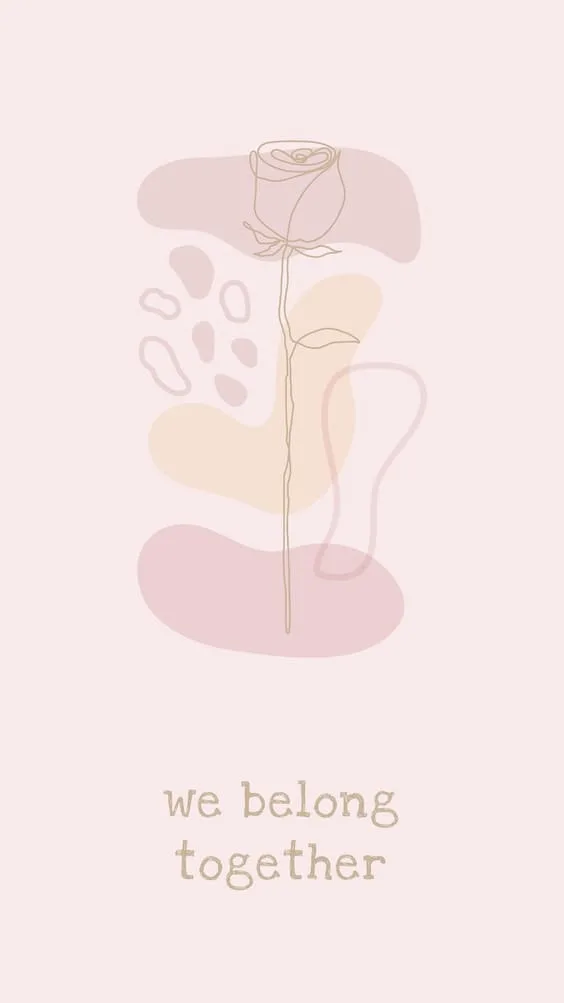 "We belong together" rose flower sketch with quote wallpaper.