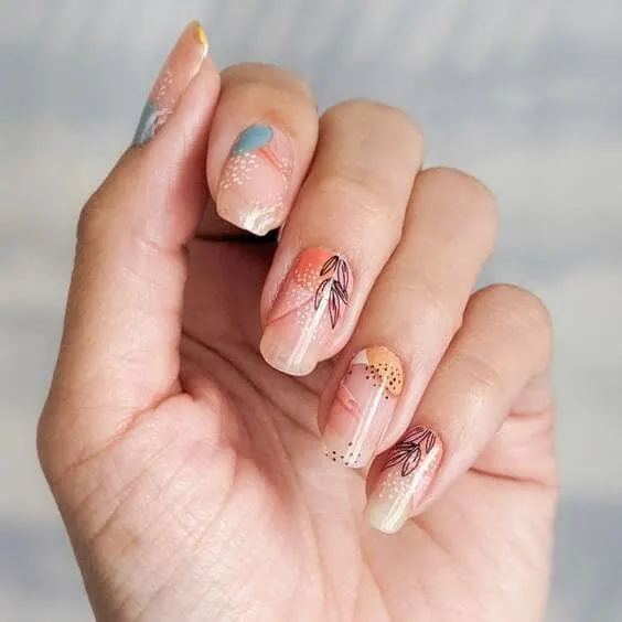 Pastel Floral Negative Space Nails