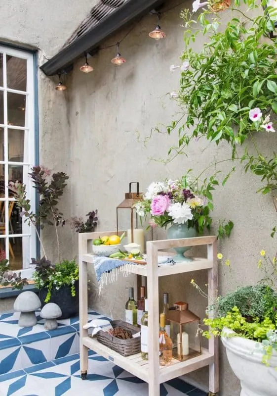 outdoor bar cart with drink area